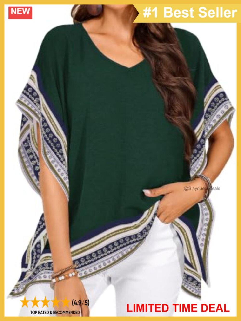 Falechay Womens Batwing Short Sleeve V Neck Floral Boho Blouse